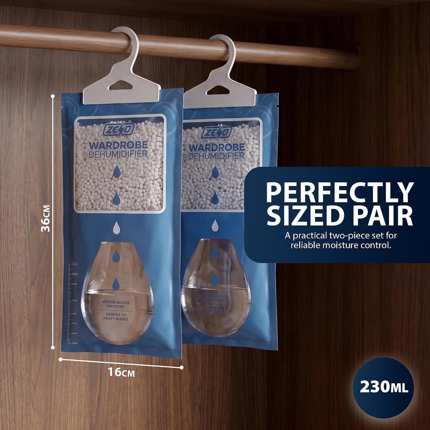 Zeno Pack of 12 Wardrobe Dehumidifier Hanging Bags