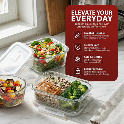 Zeno 12 Pack Glass Containers with Lids
