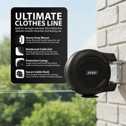 Zeno Black Retractable Double Washing Line
