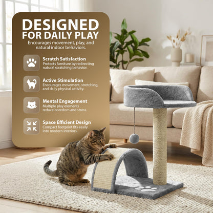 Rex & Roxy 44cm Grey Cat Scratching Tree