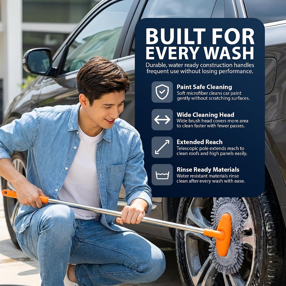 Zeno Dual Head Telescopic Car Cleaning Brush