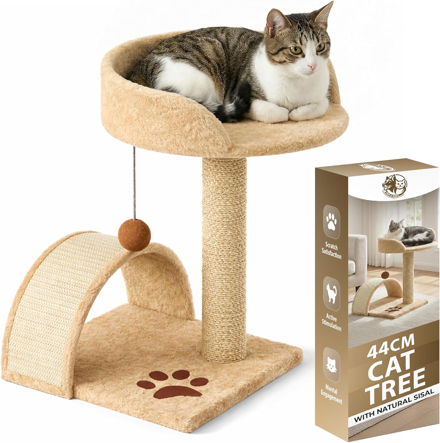 Rex & Roxy 44cm Beige Cat Scratching Tree