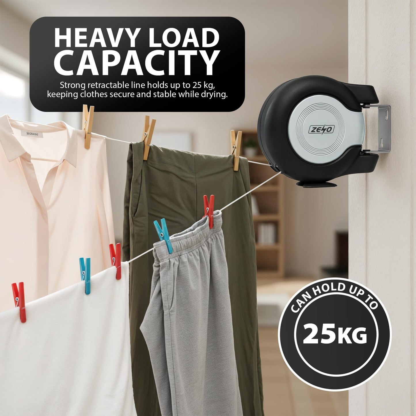 Zeno Black & Grey Retractable Double Washing Line