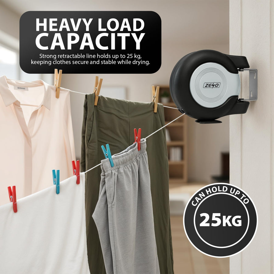 Zeno Black & Grey Retractable Double Washing Line