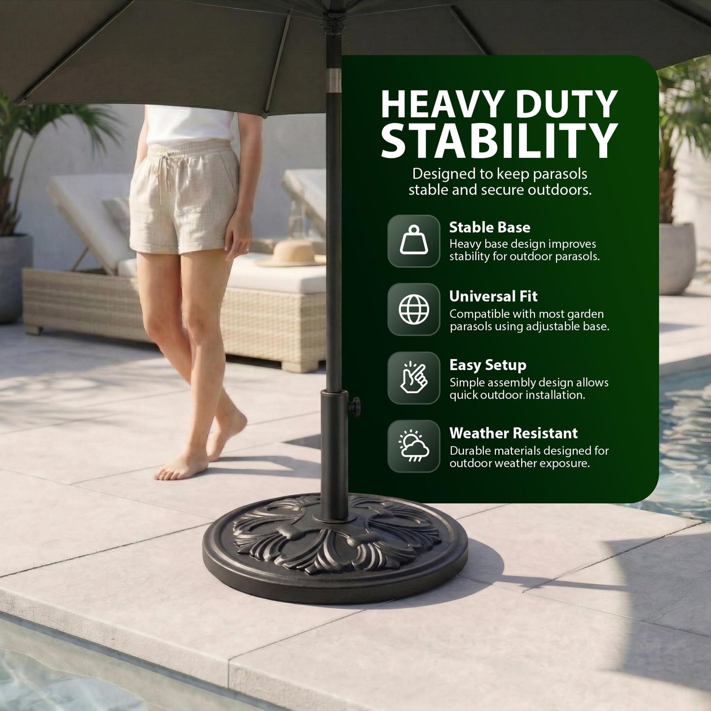 Zeno 10KG Black Billbergia Parasol Base