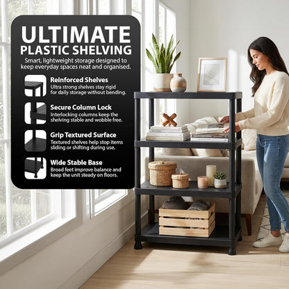 Zeno Set of 2 Plastic 4 Tier Shelving Units