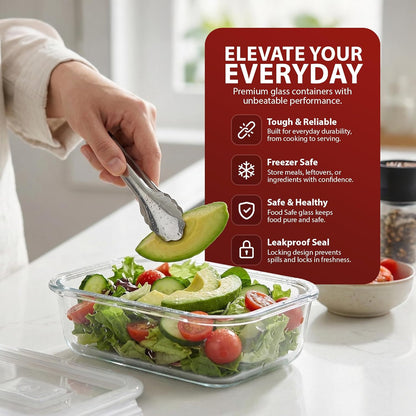 Zeno 4 Pack Dualsize Glass Containers with Lids