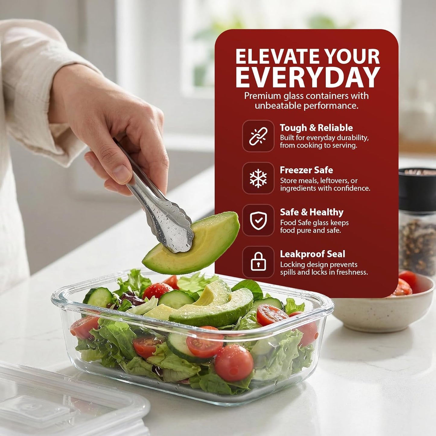 Zeno 4 Pack Glass Food Containers with Lids