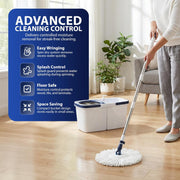 Zeno White & Blue Spin Mop and Bucket Set