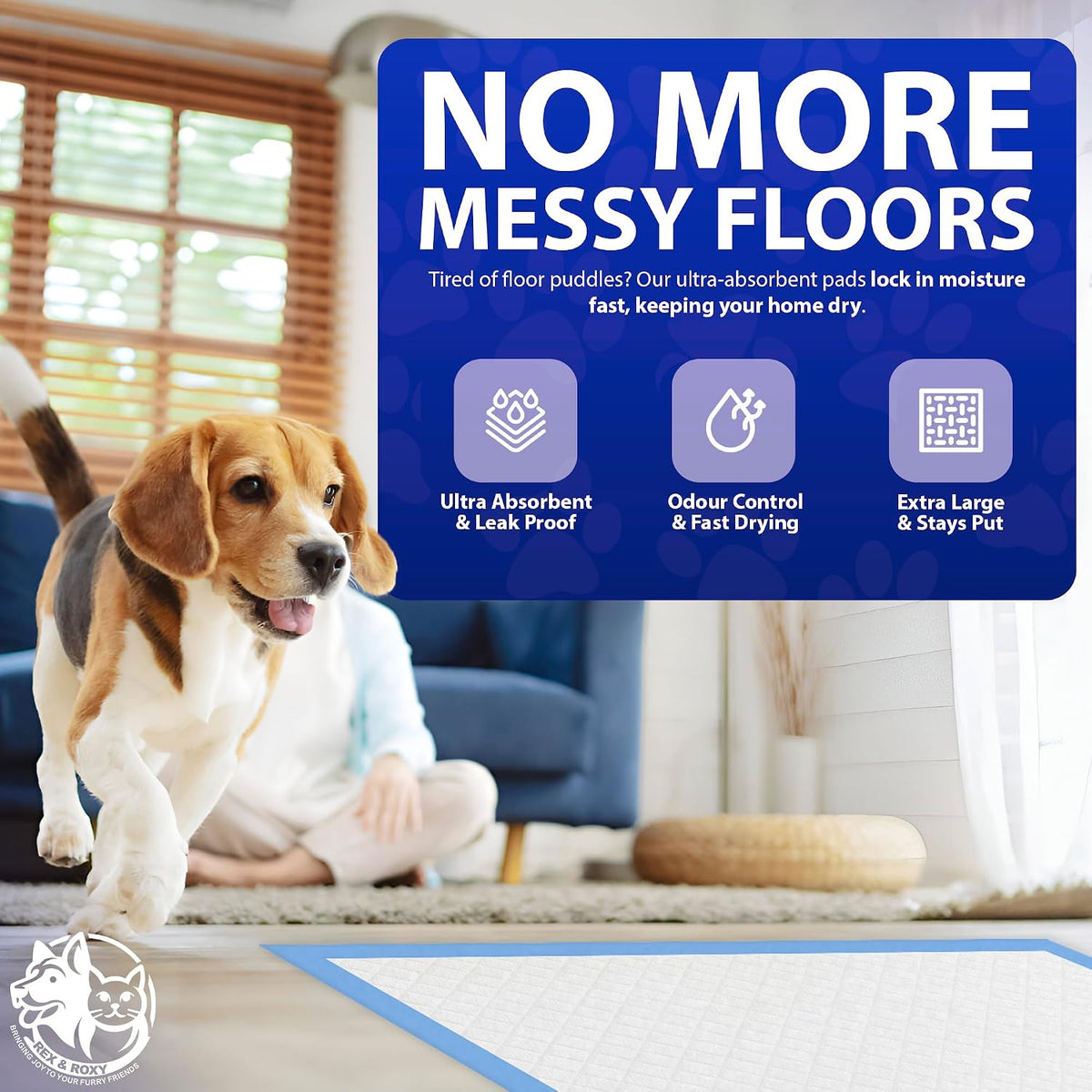 Rex & Roxy 60 x 60cm 50 Pack Puppy Pads