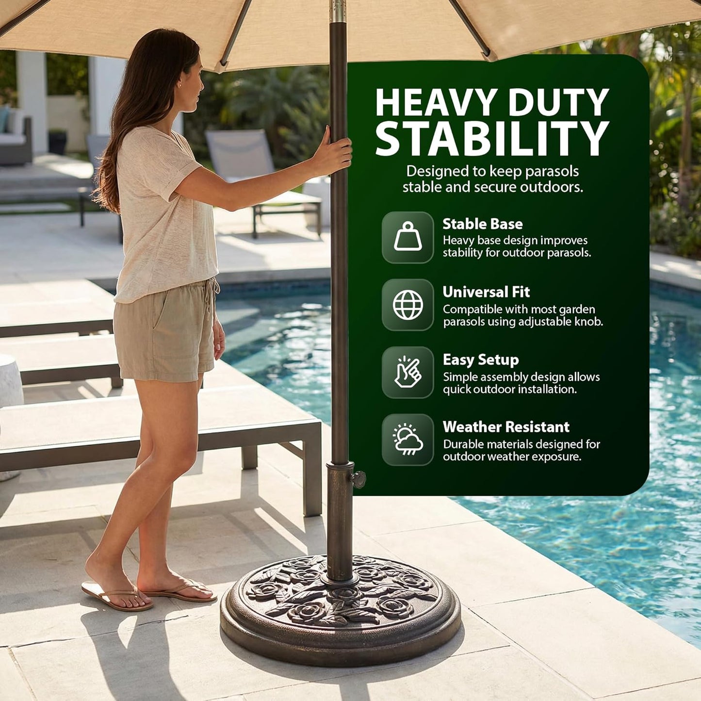 Zeno 9KG Bronze Rose Design Parasol Base