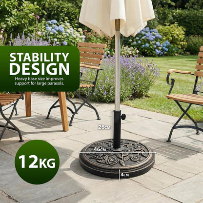 Zeno 12KG Bronze Rose Design Cast Iron Parasol Base