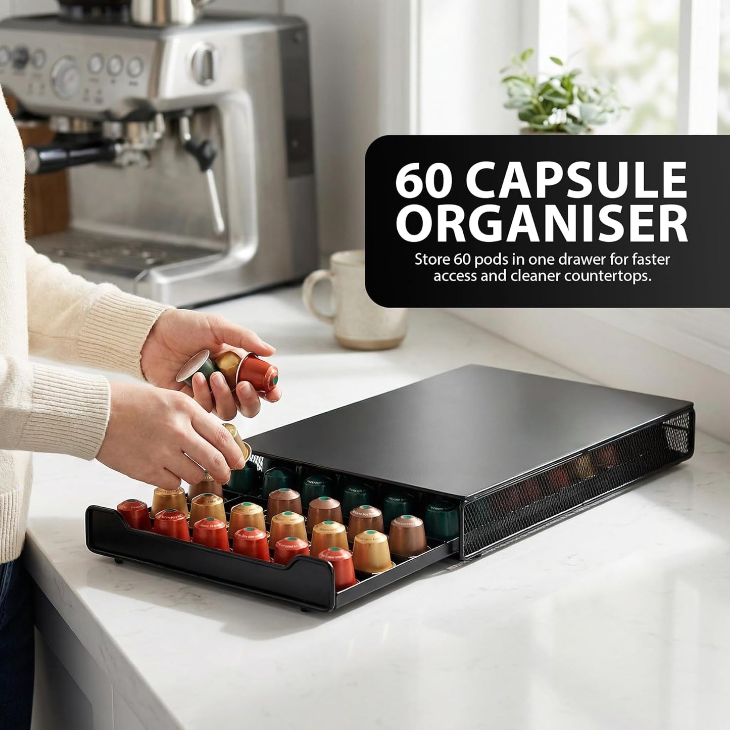 Zeno 60 Coffee Pods Holder & Machine Stand Compatible with Nespresso