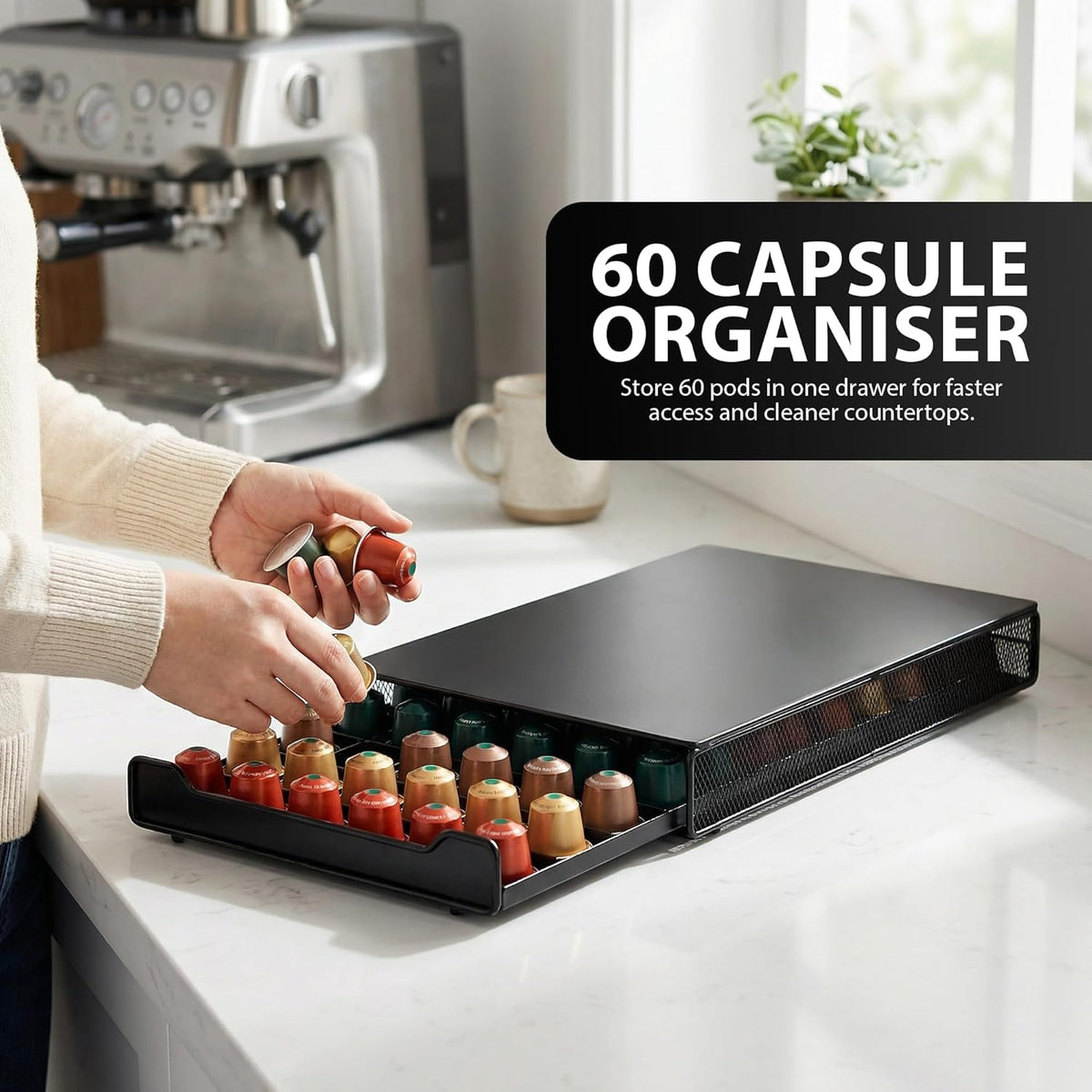 Zeno 60 Coffee Pods Holder & Machine Stand Compatible with Nespresso