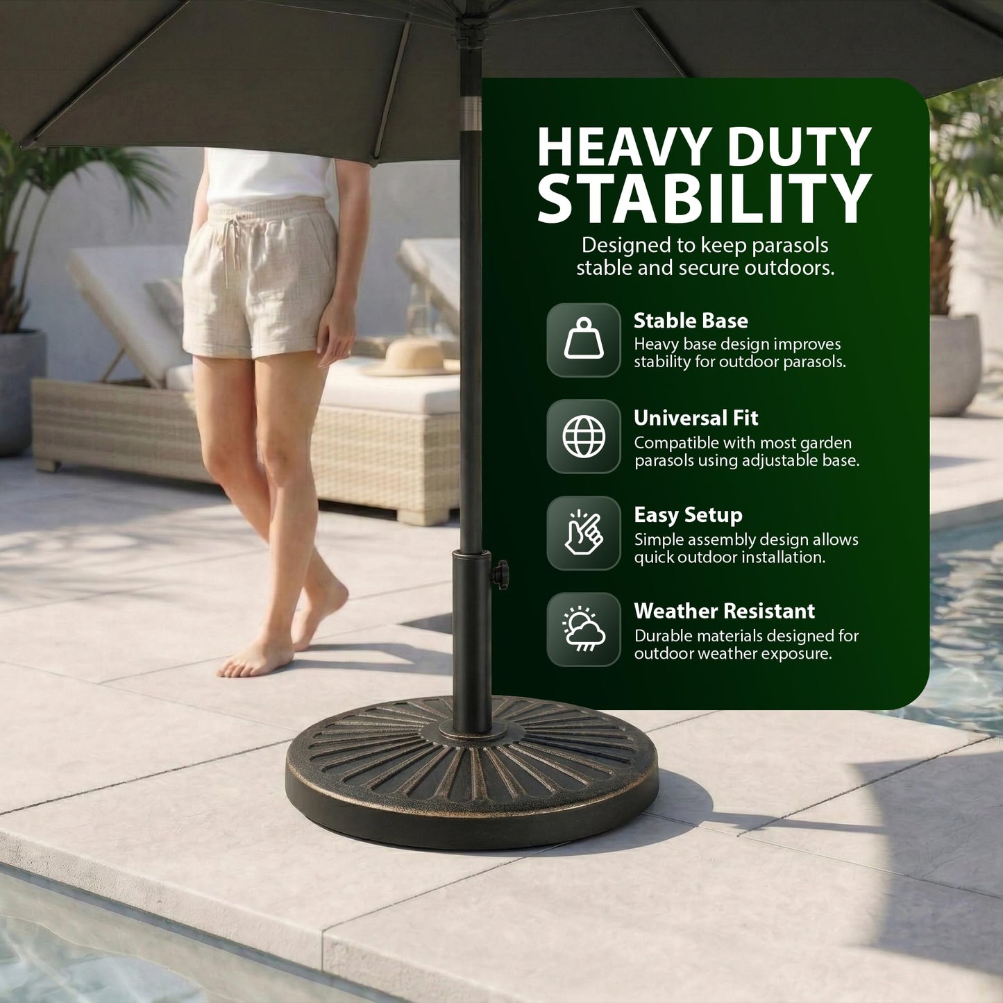 Zeno 10KG Bronze Sunflower Cast Iron Parasol Base