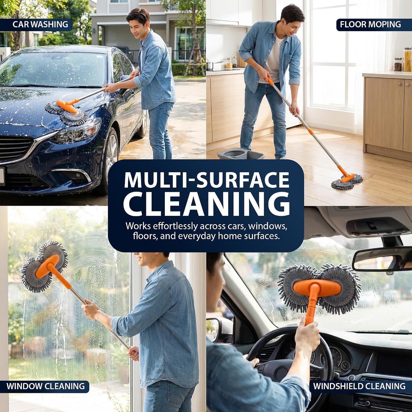 Zeno Dual Head Telescopic Car Cleaning Brush