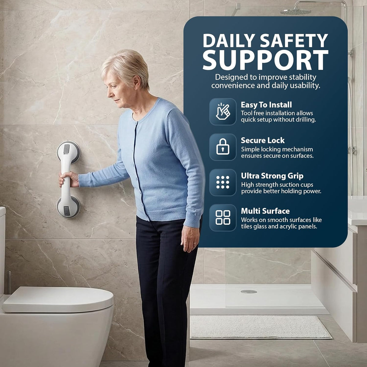 Zeno 2 Pack Grey Grab Rails for Bathroom