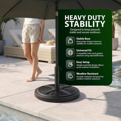 Zeno 10KG Black Rattan Design Cast Iron Parasol Base