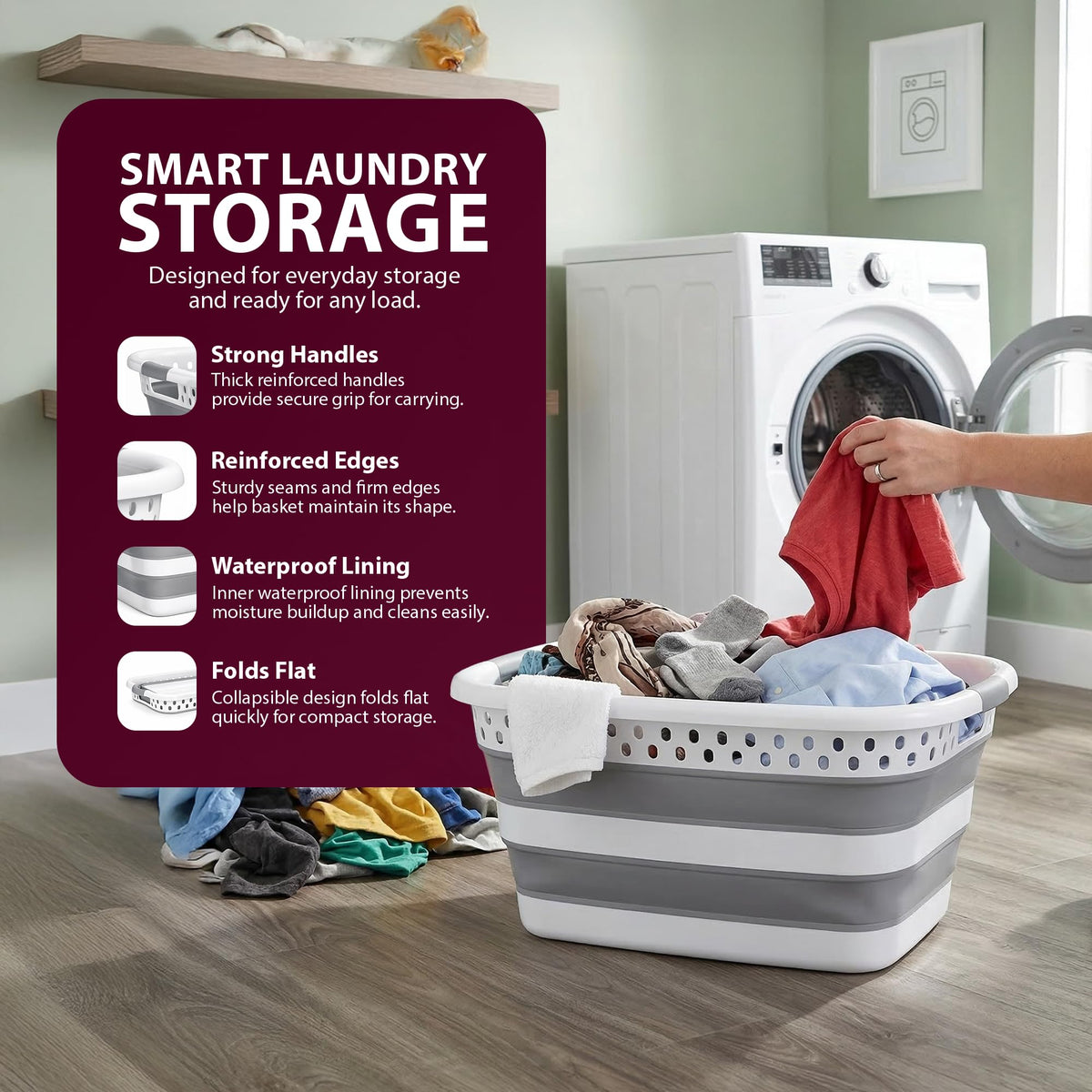 Zeno 58L Collapsible Laundry Basket
