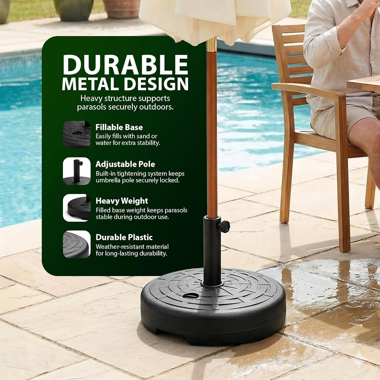 Zeno 21L Rattan Design Plastic Parasol Base