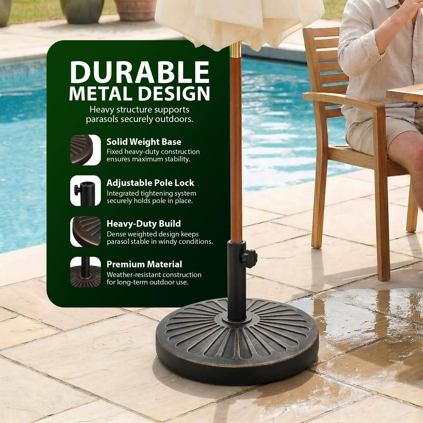 Zeno 10KG Bronze Sunflower Cast Iron Parasol Base