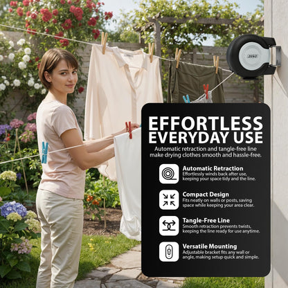 Zeno Black & Grey Retractable Double Washing Line