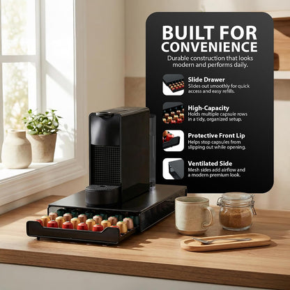 Zeno 60 Coffee Pods Holder & Machine Stand Compatible with Nespresso