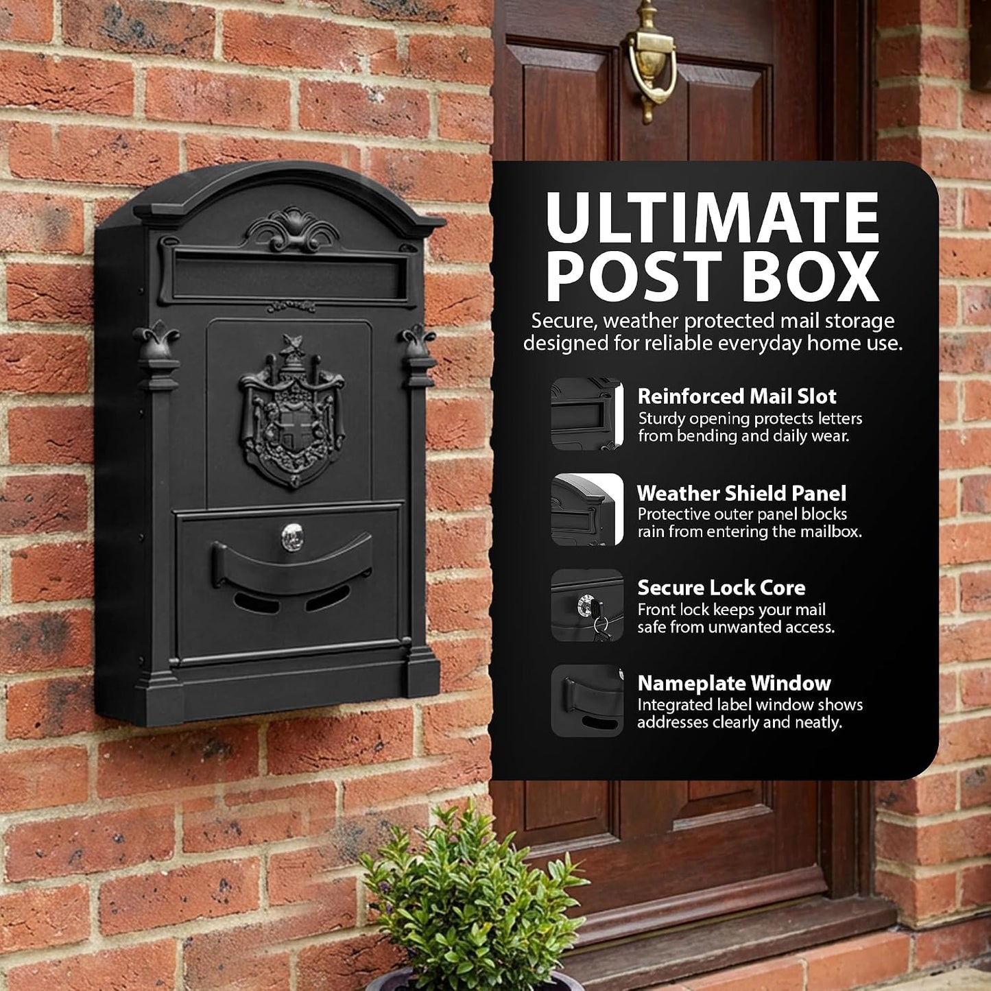 Zeno Black Vintage Post Box