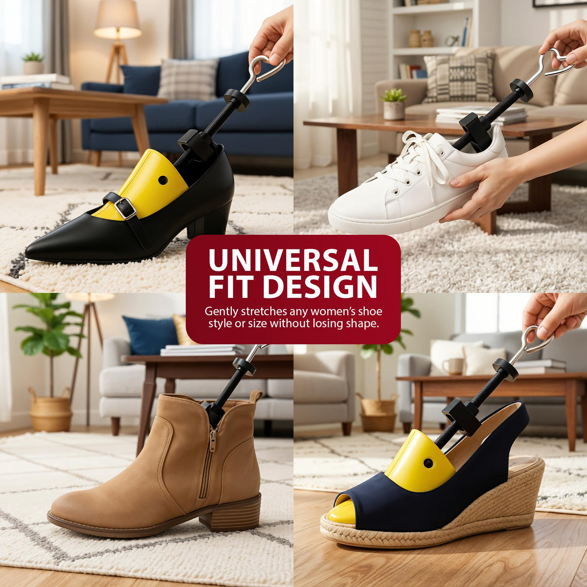 Zeno Yellow Plastic Shoe Stretchers for Women