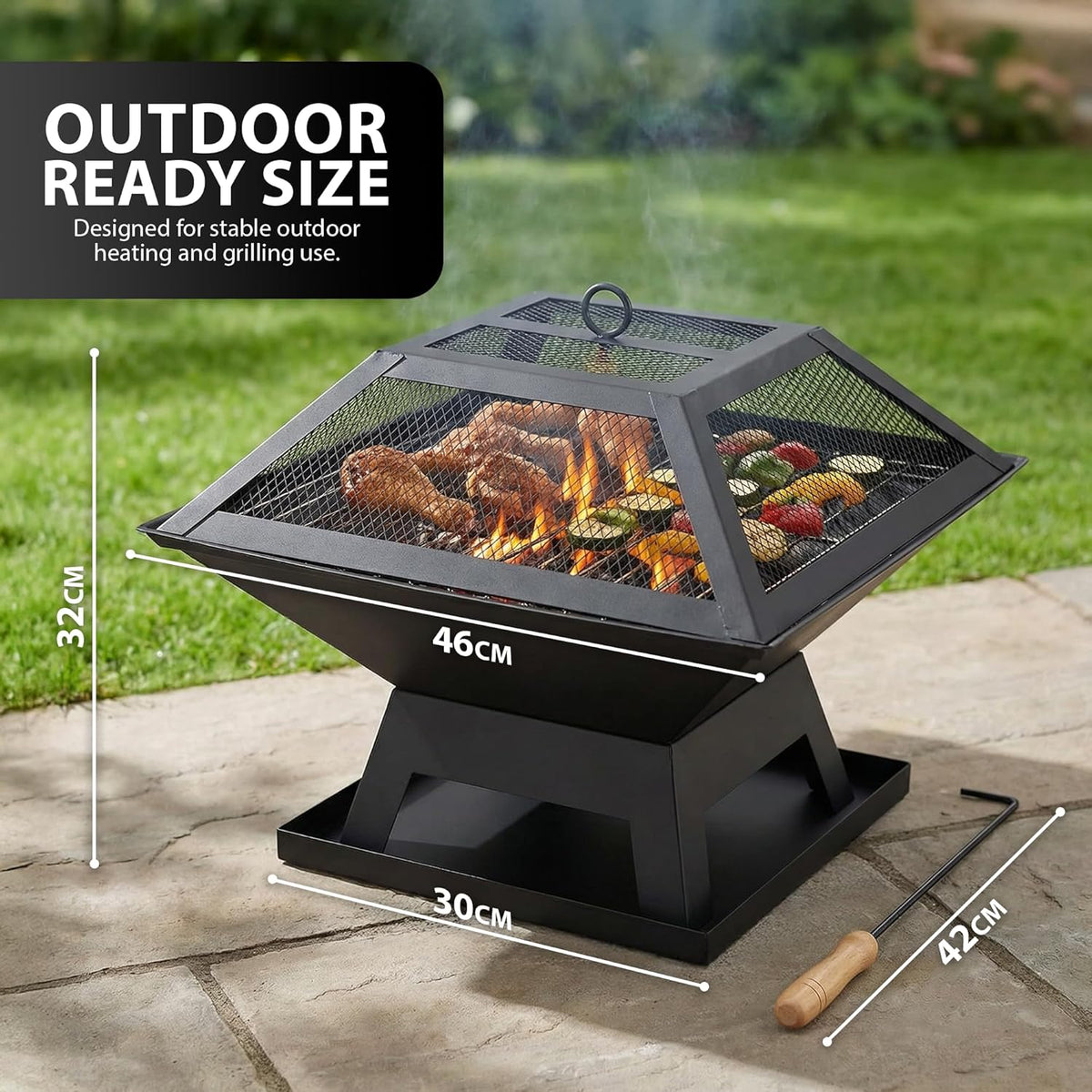 Zeno Square Fire Pit Grill
