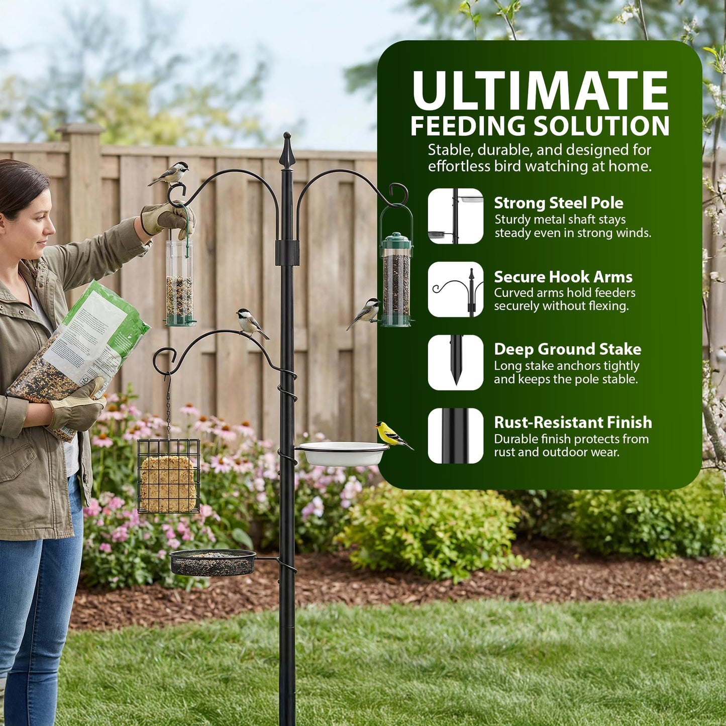 Zeno Bird Feeder Stand including 3 Feeders