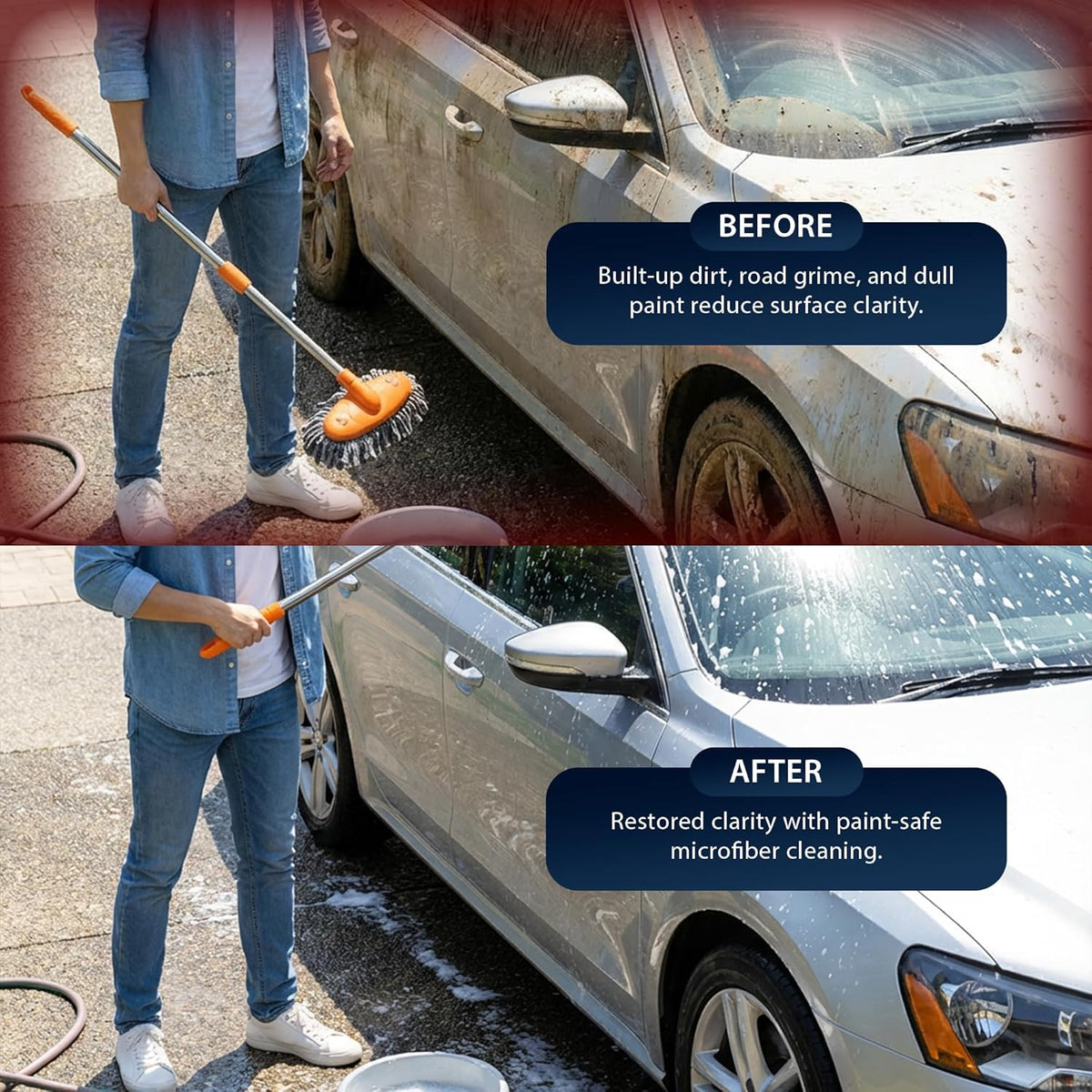 Zeno Dual Head Telescopic Car Cleaning Brush