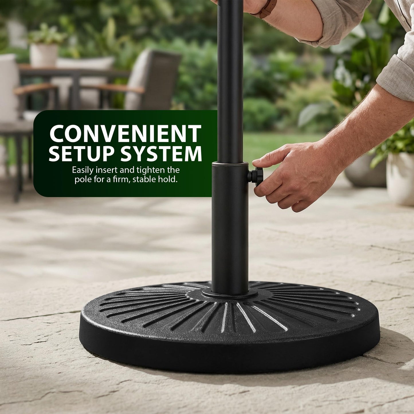 Zeno 10KG Black Sunflower Design Cast Iron Parasol Base
