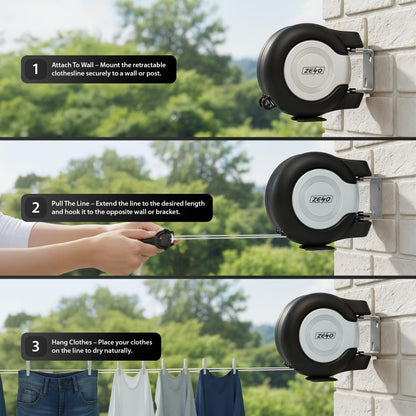 Zeno Black & Grey Retractable Double Washing Line