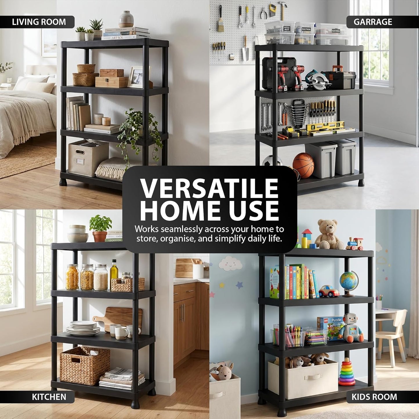 Zeno Set of 2 Plastic 4 Tier Shelving Units