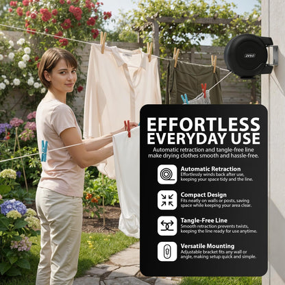 Zeno Black Retractable Double Washing Line