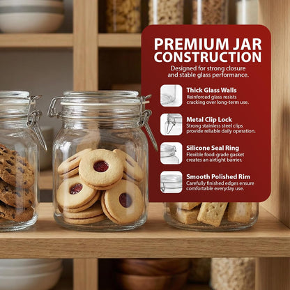 Zeno 3 Pack 1000ml Clip Top Glass Jars