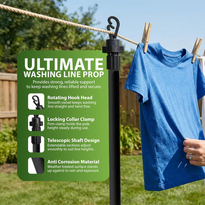 Zeno 2 Pack Black Washing Line Prop Pole