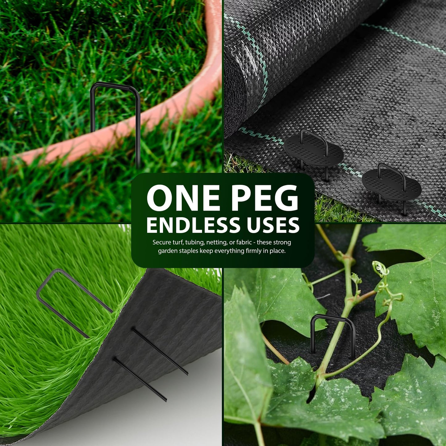 Zeno 100 Pack Black Weed Membrane Pegs