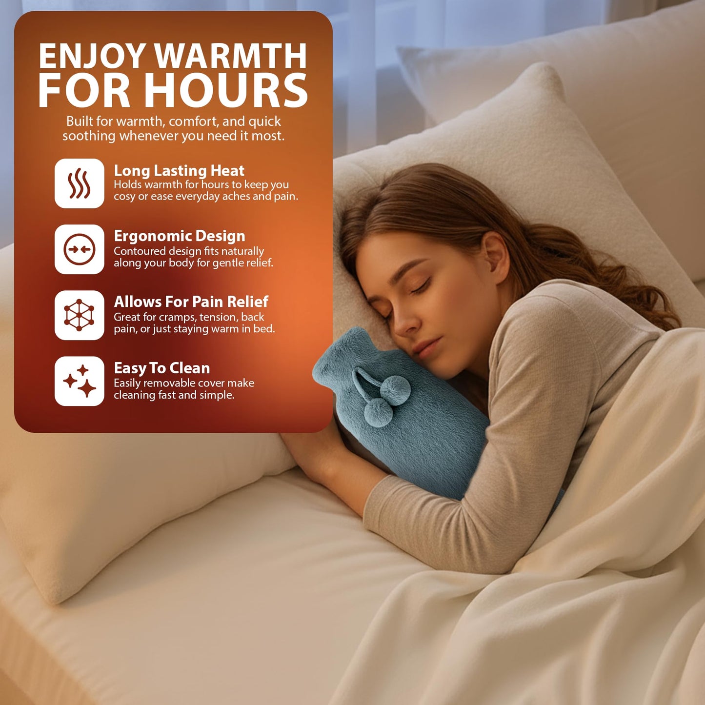 Zeno 2L Grey Long Hot Water Bottle