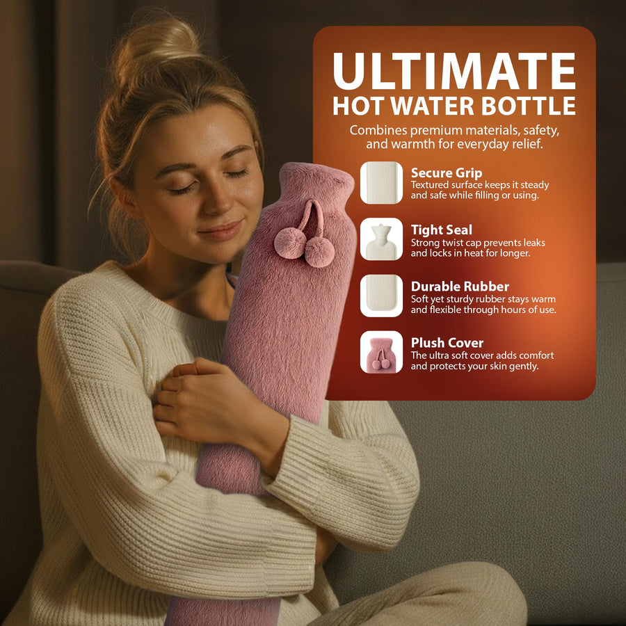 Zeno 2L Pink Long Hot Water Bottle