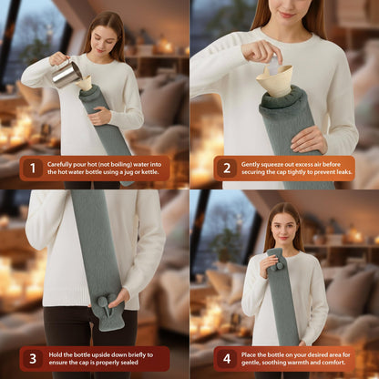Zeno 2L Grey Long Hot Water Bottle