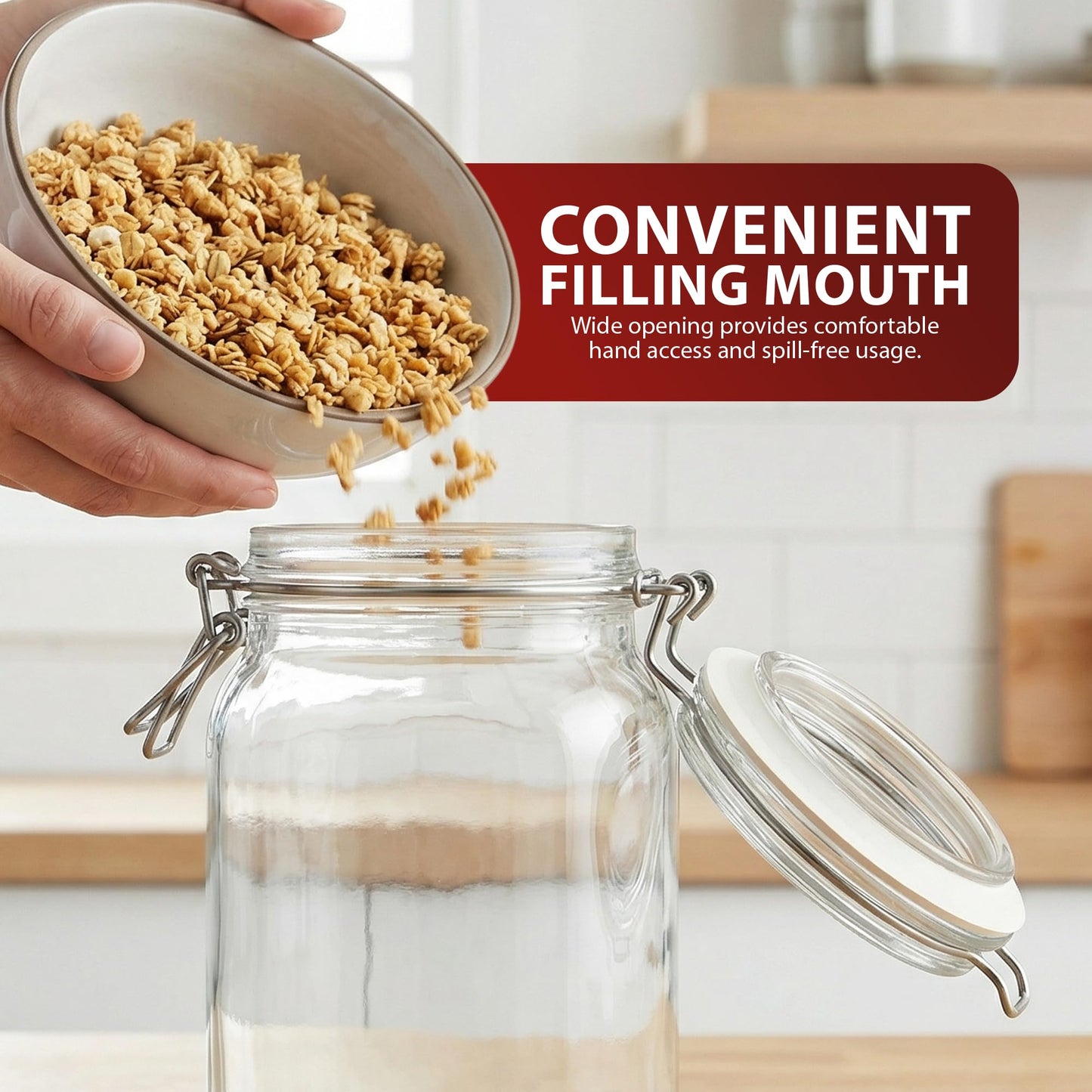Zeno 6 Pack 1500ml Clip Top Glass Jars