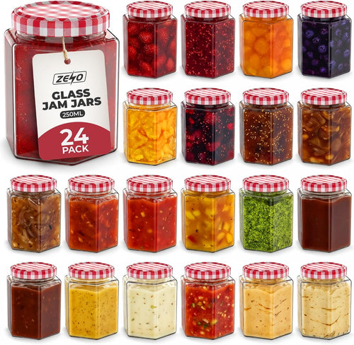 Zeno 24 Pack 250ml Glass Jam Jars