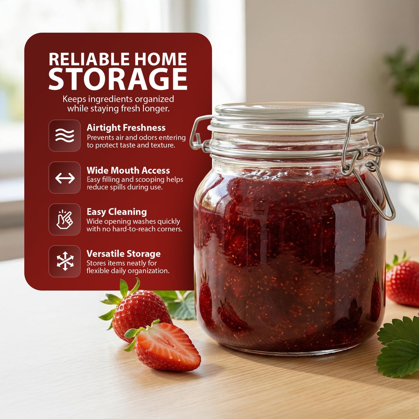 Zeno 6 Pack 1000ml Clip Top Glass Jars