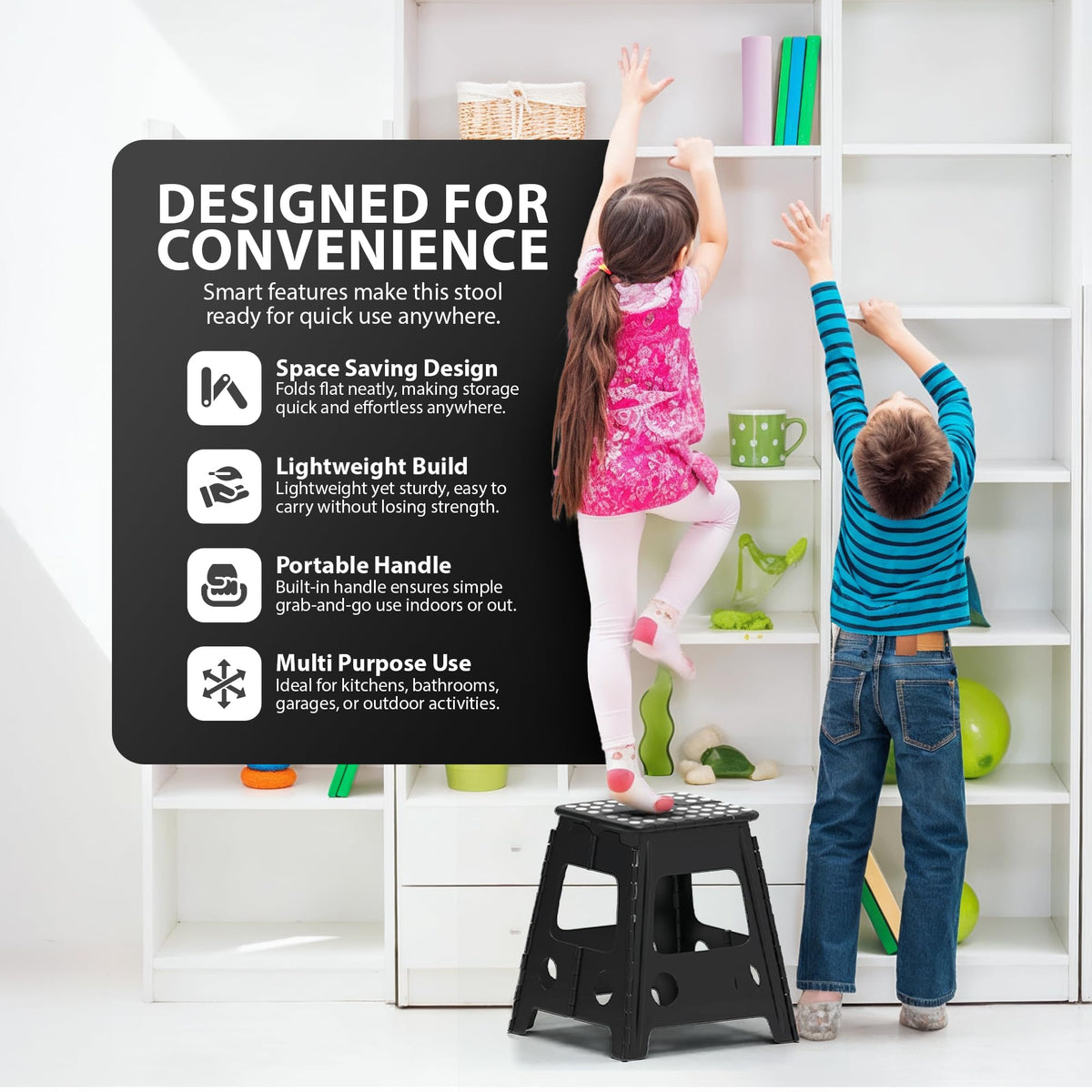 Zeno Black Folding Step Stool