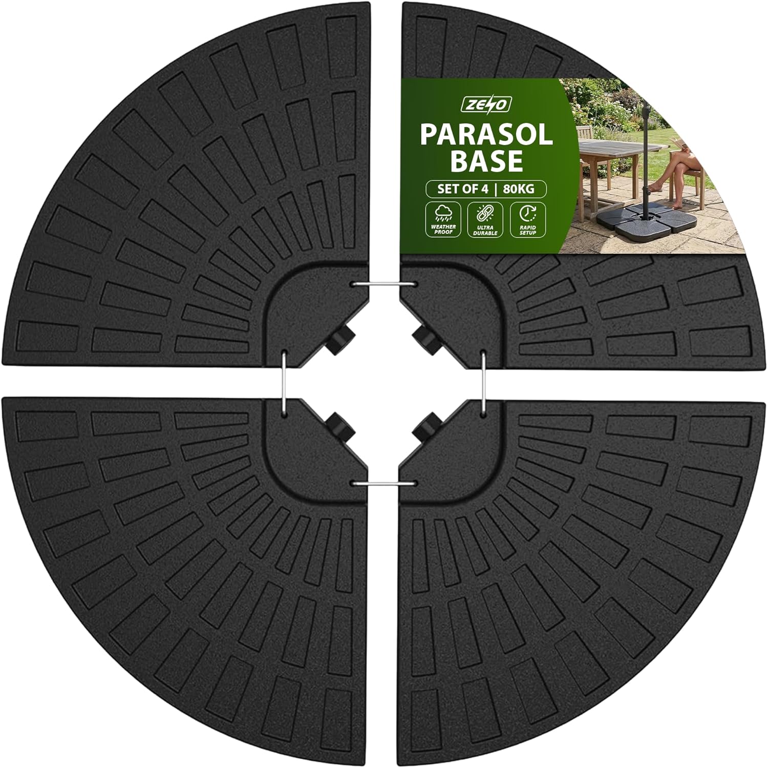 Zeno 4 Piece 60L Fan-Shaped Parasol Base Set