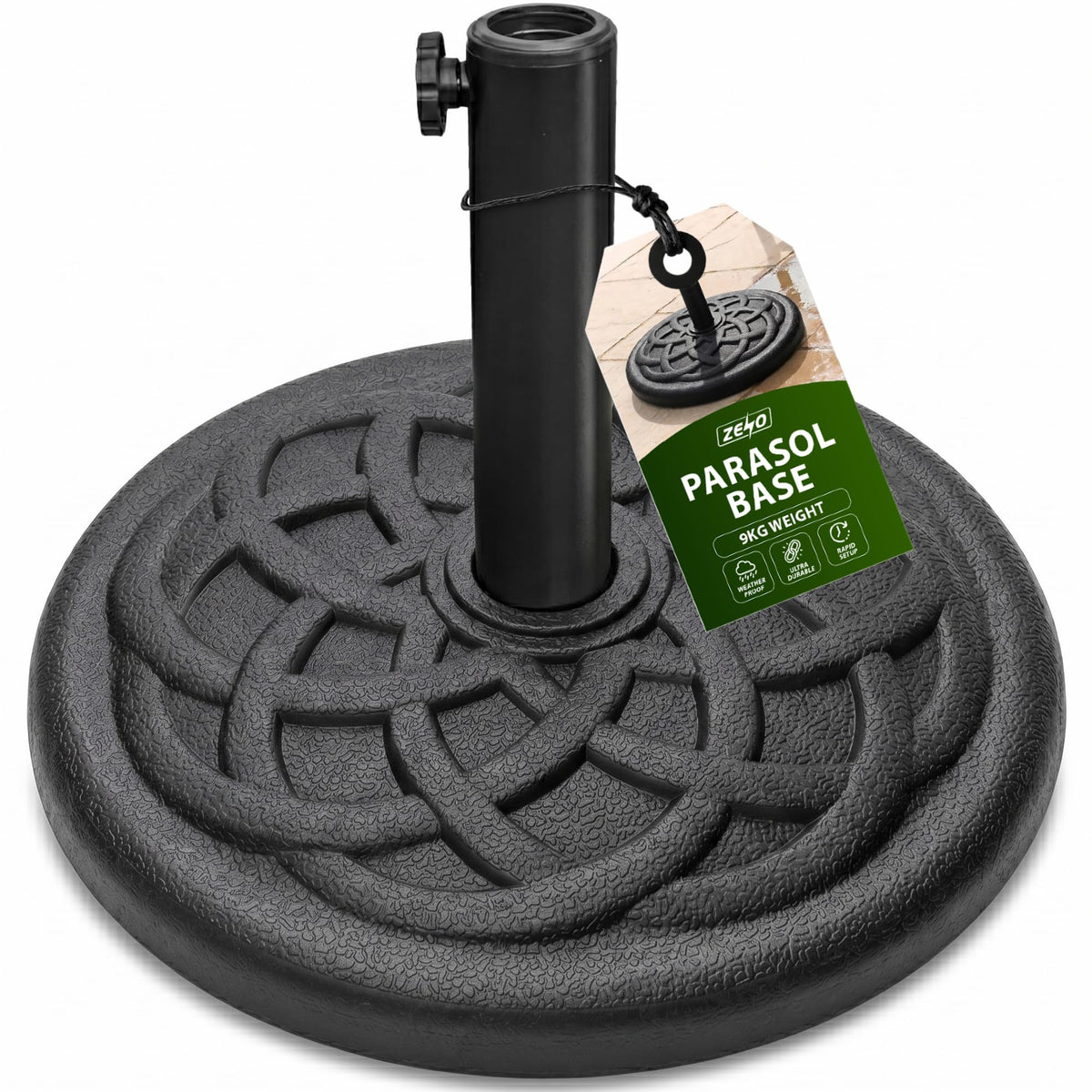 Zeno 9KG Black Braided Design Parasol Base