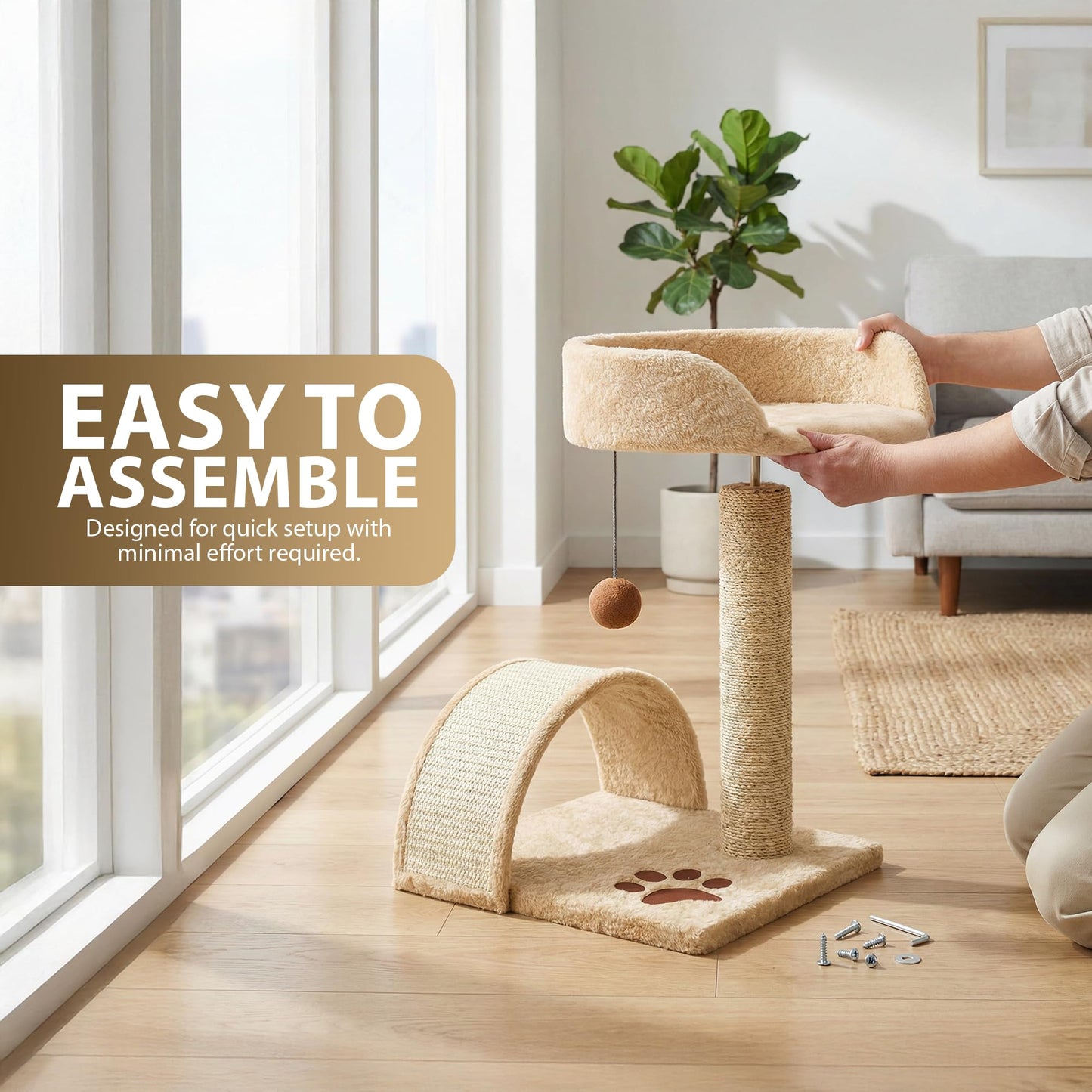 Rex & Roxy 44cm Beige Cat Scratching Tree