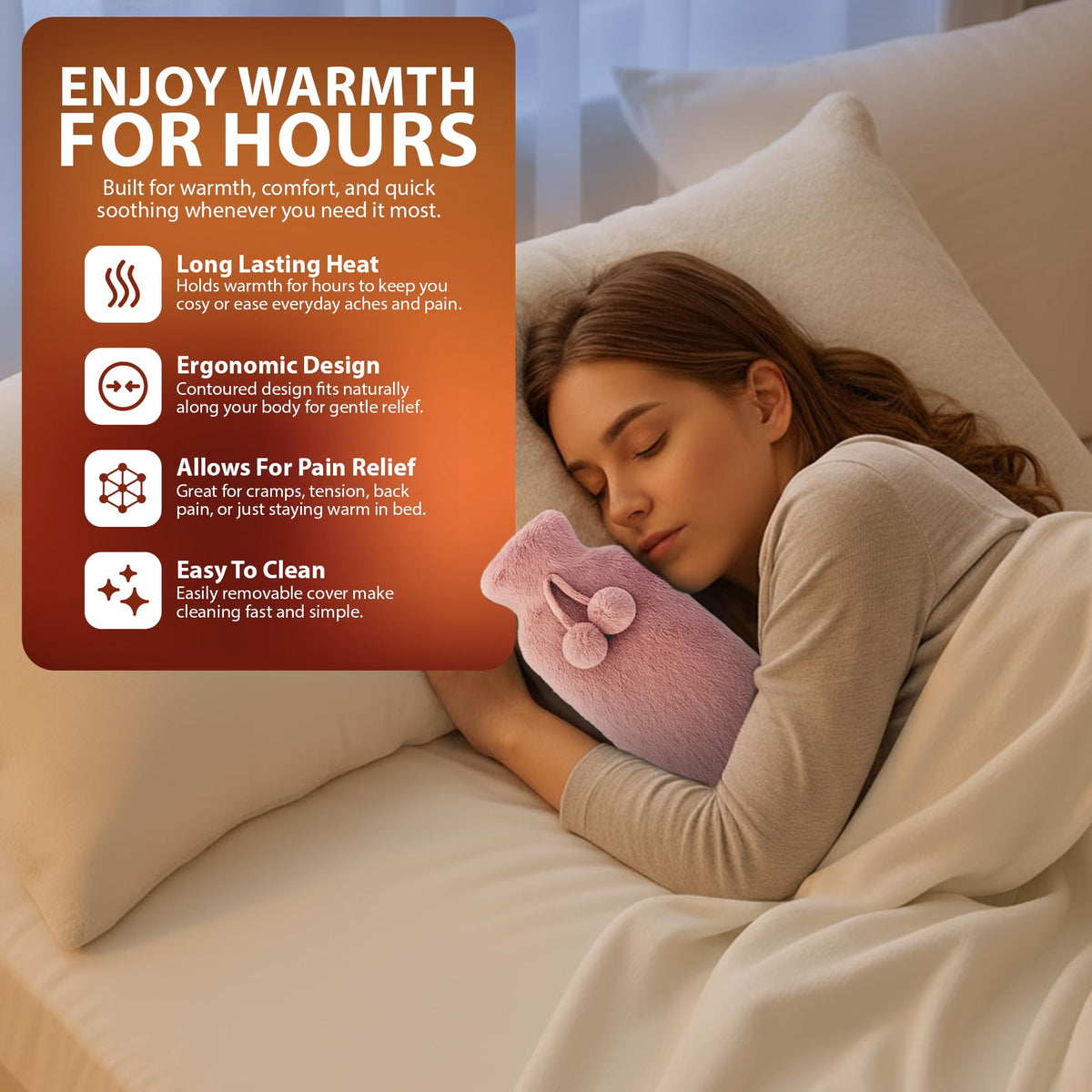 Zeno 2L Pink Long Hot Water Bottle